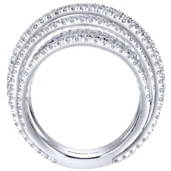 Outlet Gabriel & Co. 18K White Gold Multi Row Intersecting Diamond Ring