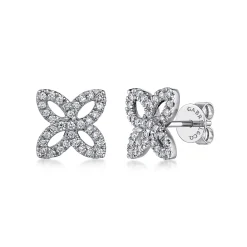 Outlet Gabriel & Co. 14K White Gold Open Clover Pave Diamond Stud Earrings