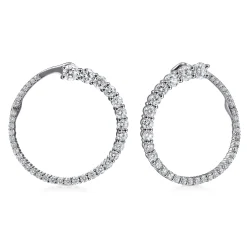 Outlet Gabriel & Co. 14K White Gold Open Diamond Circle Bypass Hoop Earrings