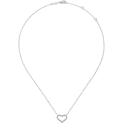 New Gabriel & Co. 14K White Gold Open Diamond Heart Pendant Necklace