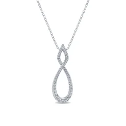 Sale Gabriel & Co. 14K White Gold Open Diamond Pave Twisted Pendant Necklace