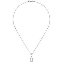 Sale Gabriel & Co. 14K White Gold Open Diamond Pave Twisted Pendant Necklace