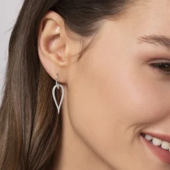 Clearance Gabriel & Co. 14K White Gold Open Diamond Teardrop Leverback Earrings
