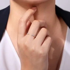 Gabriel & Co. 14K White Gold Open Diamond Tipped Stackable Ring
