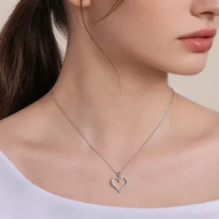 Clearance Gabriel & Co. 14K White Gold Open Heart Diamond Pendant Necklace