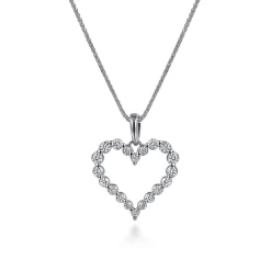 Clearance Gabriel & Co. 14K White Gold Open Heart Diamond Pendant Necklace