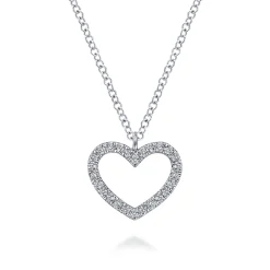 Outlet Gabriel & Co. 14K White Gold Open Heart Diamond Pendant Necklace
