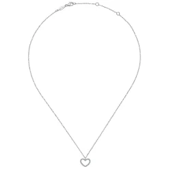 Outlet Gabriel & Co. 14K White Gold Open Heart Diamond Pendant Necklace