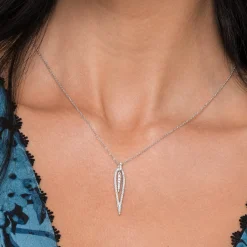 Outlet Gabriel & Co. 14K White Gold Open Teardrop Diamond Pendant Necklace