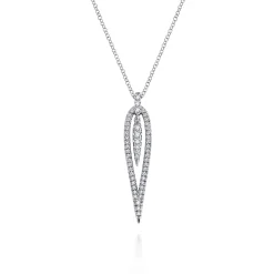 Outlet Gabriel & Co. 14K White Gold Open Teardrop Diamond Pendant Necklace