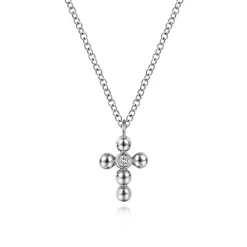 Outlet Gabriel & Co. 14k White Gold Orb Diamond Cross Necklace