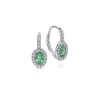 Gabriel & Co. 14K White Gold Oval Emerald and Diamond Halo Leverback Earrings