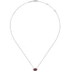 Sale Gabriel & Co. 14K White Gold Oval Garnet and Diamond Halo Pendant Necklace