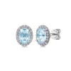 Clearance Gabriel & Co. 14K White Gold Oval Halo Aquamarine and Diamond Stud Earrings