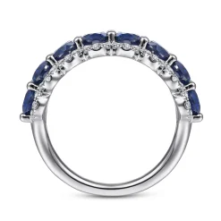 Clearance Gabriel & Co. 14K White Gold Oval Sapphire and Diamond Anniversary Band - 0.3 ct