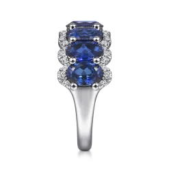 Clearance Gabriel & Co. 14K White Gold Oval Sapphire and Diamond Anniversary Band - 0.3 ct