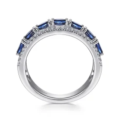 Online Gabriel & Co. 14K White Gold Oval Sapphire and Diamond Band