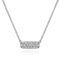 Discount Gabriel & Co. 14K White Gold Pave Diamond Bar Necklace