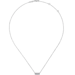 Discount Gabriel & Co. 14K White Gold Pave Diamond Bar Necklace