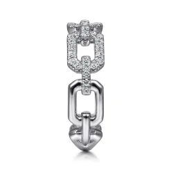 New Gabriel & Co. 14K White Gold Pave Diamond Chain Link Ring Band
