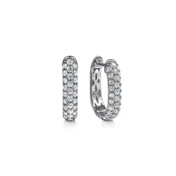 New Gabriel & Co. 14K White Gold Pave Diamond Classic Oval Hoop Earrings