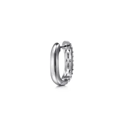 New Gabriel & Co. 14K White Gold Pave Diamond Classic Oval Hoop Earrings