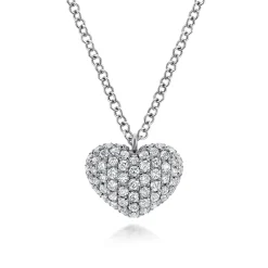 New Gabriel & Co. 14K White Gold Pave Diamond Encrusted Heart Necklace