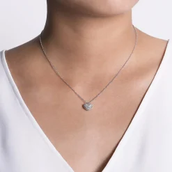 New Gabriel & Co. 14K White Gold Pave Diamond Encrusted Heart Necklace