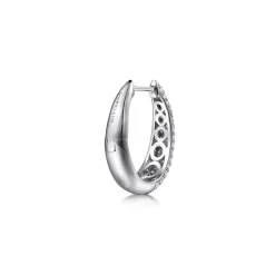 Gabriel & Co. 14K White Gold Pave Diamond Graduating Classic Oval Hoop Earrings