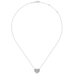 New Gabriel & Co. 14K White Gold Pave Diamond Heart Pendant Necklace