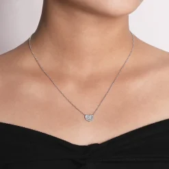 New Gabriel & Co. 14K White Gold Pave Diamond Heart Pendant Necklace