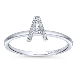 Sale Gabriel & Co. 14K White Gold Pave Diamond Uppercase A Initial Ring