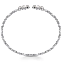 Hot Gabriel & Co. 14K White Gold Pearl Bujukan Open Bangle