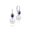 Online Gabriel & Co. 14K White Gold Pear Sapphire and Diamond Halo Earrings with Pearl Drops