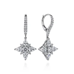 Hot Gabriel & Co. 18K White Gold Pear Shape and Round Diamond Drop Earrings