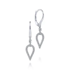 Gabriel & Co. 14K White Gold Pear Shape Diamond Leverback Earrings