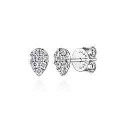 Clearance Gabriel & Co. 14K White Gold Pear Shaped Pave Diamond Stud Earrings
