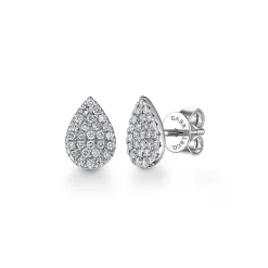 Online Gabriel & Co. 14K White Gold Pear Shaped Pave Diamond Stud Earrings