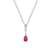 Online Gabriel & Co. 14K White Gold Pear Shaped Ruby and Diamond Drop Pendant Necklace