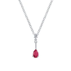 Online Gabriel & Co. 14K White Gold Pear Shaped Ruby and Diamond Drop Pendant Necklace