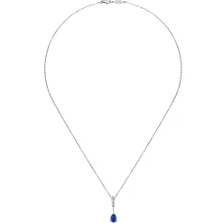 Online Gabriel & Co. 14K White Gold Pear Shaped Sapphire and Diamond Drop Pendant Necklace