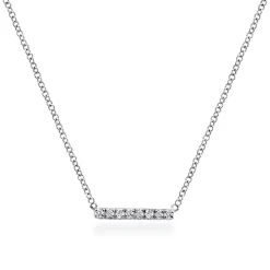 Best Gabriel & Co. 14K White Gold Petite Pave Diamond Bar Necklace