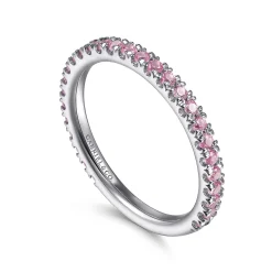 Gabriel & Co. 14k White Gold Pink Sapphire Stackable Ring