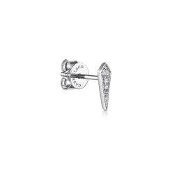 New Gabriel & Co. 14K White Gold Pointed Diamond Bar Single Stud Earrings