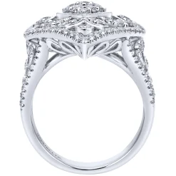 Outlet Gabriel & Co. 18K White Gold Pointed Oval Openwork Diamond Statement Ring