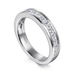 Discount Gabriel & Co. 14K White Gold Princess Cut Channel Prong Set Diamond Anniversary Band - 0.95 ct