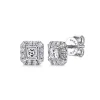 Clearance Gabriel & Co. 14K White Gold Princess Cut Diamond Halo Stud Earrings