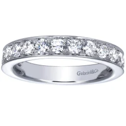 Sale Gabriel & Co. 14K White Gold Prong Channel Set Diamond Wedding Band - 1 ct