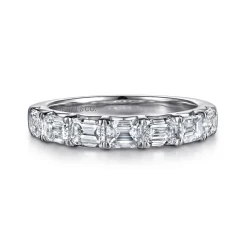 Online Gabriel & Co. 14K White Gold Prong Emerald Cut 7 Stone Diamond Anniversary Band - 1.75 ct
