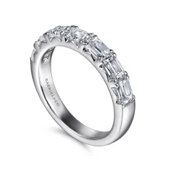 Online Gabriel & Co. 14K White Gold Prong Emerald Cut 7 Stone Diamond Anniversary Band - 1.75 ct